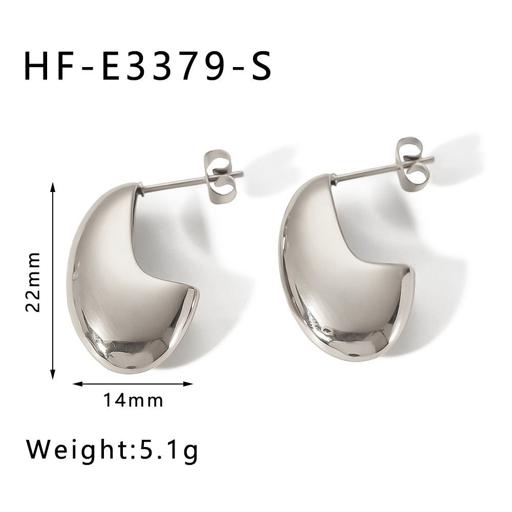Minimalist Drip-Shaped Stainless Steel Earrings with 18K Gold Plating, Hollow-Out Geometric Design for Women