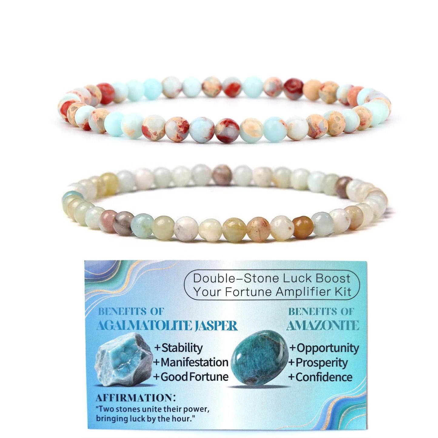 Ethnic Natural Stone Beaded Bracelet Set Round Tiger Eye Gemstone Handmade Unisex Jewelry
