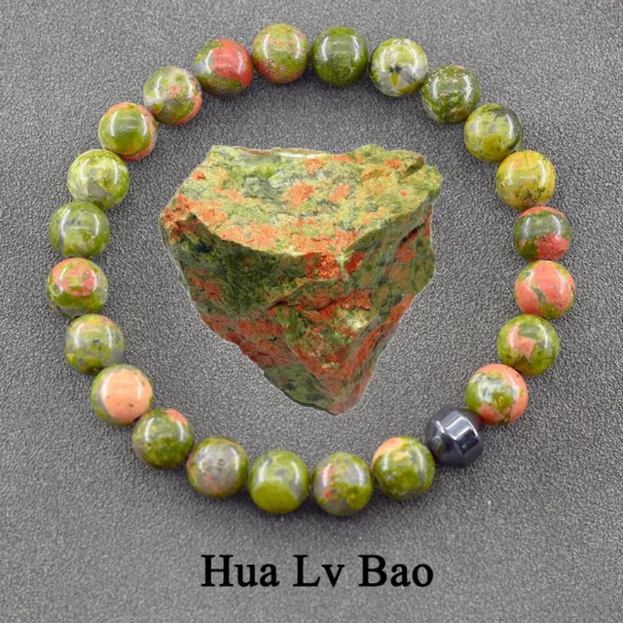 Geometric Agate Beaded Bracelet with Floral Pattern Unisex Natural Stone Jewelry