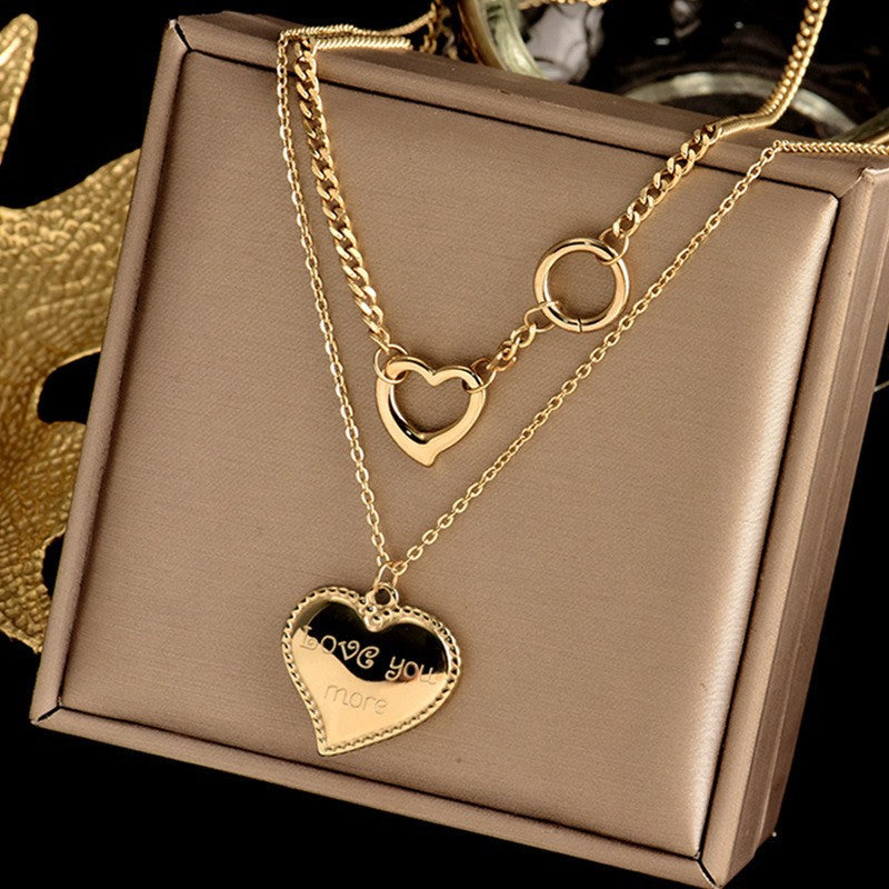 Sweet Minimalist Heart Titanium Steel Plated Necklace for Women
