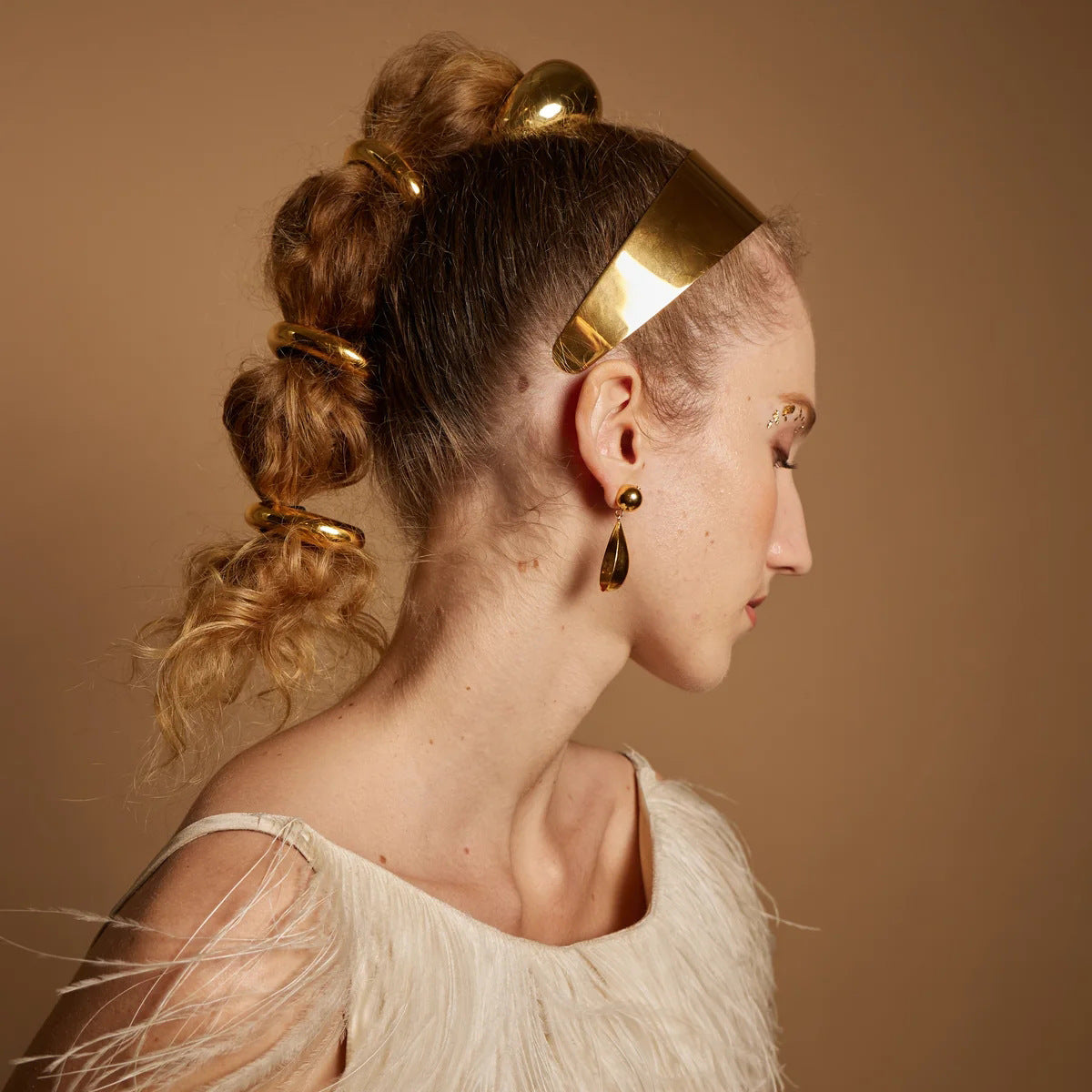 Minimalist Round-Head Hair Tie in Stainless Steel with Plated Finish for Women
