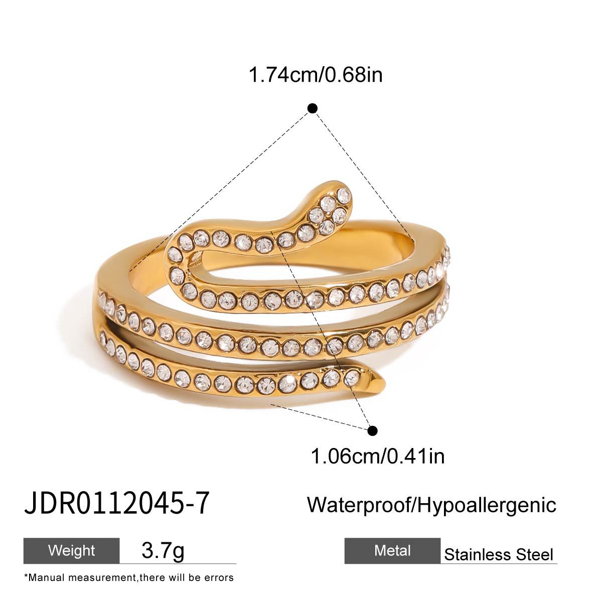 Plated Geometric Snake Stainless Steel Ring for Women