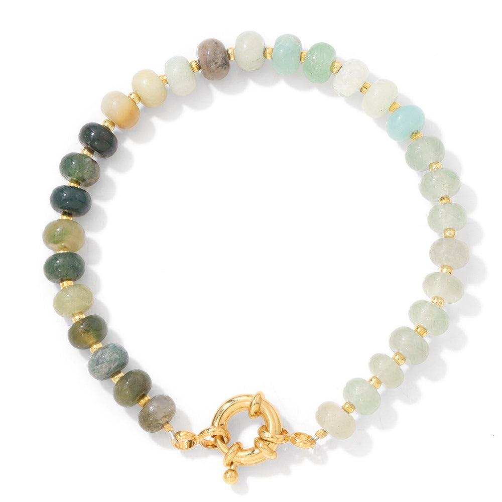 Sweet Elegant Geometric Gemstone Beaded Bracelet for Women with OT Clasp