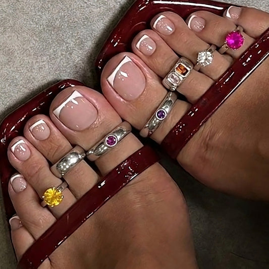 Minimalist Geometric Alloy Toe Ring with Rhinestone Inlay for Women