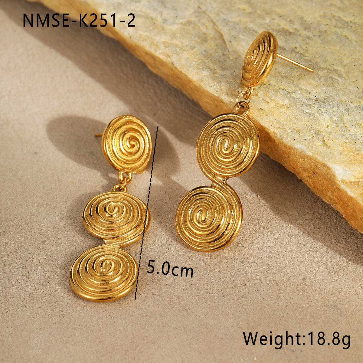 Aretes de aro circulares geométricos de acero inoxidable con acabado chapado para mujer