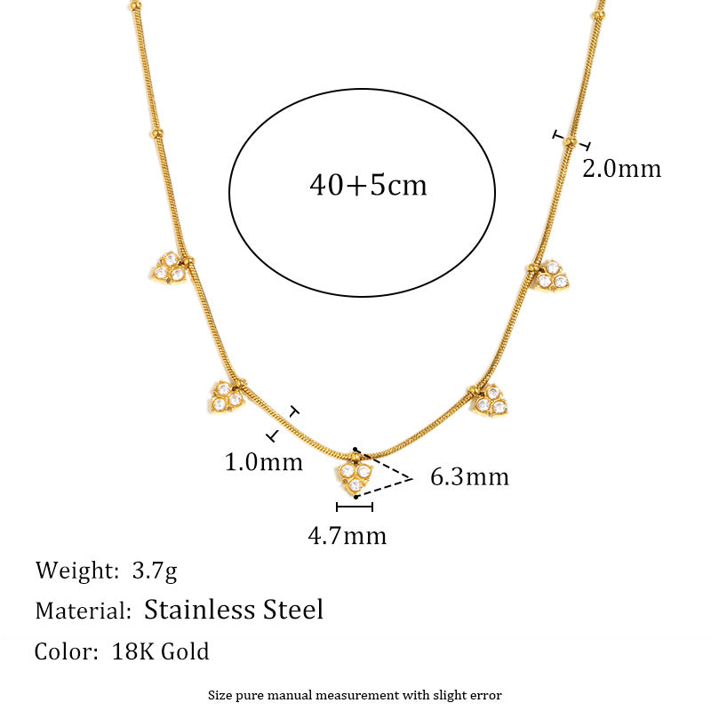 Minimalist Geometric Stainless Steel Plated 18K Gold Fine Chain Tassel Pendant Necklace for Women