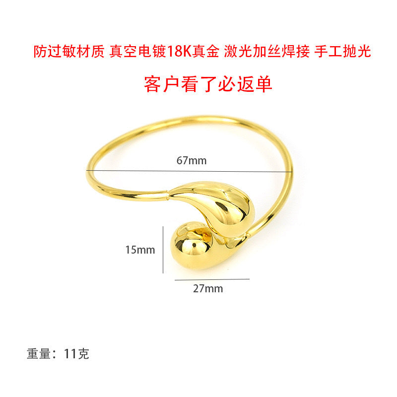 Luxury Gold Plated Alloy Teardrop Geometric Bracelet