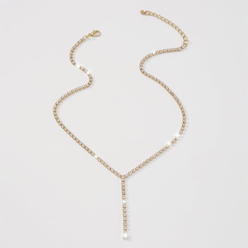 Cadena con diseño geométrico en forma de "Y", dulce y atrevido, con cuerpo de aleación y acabado galvanizado para mujer