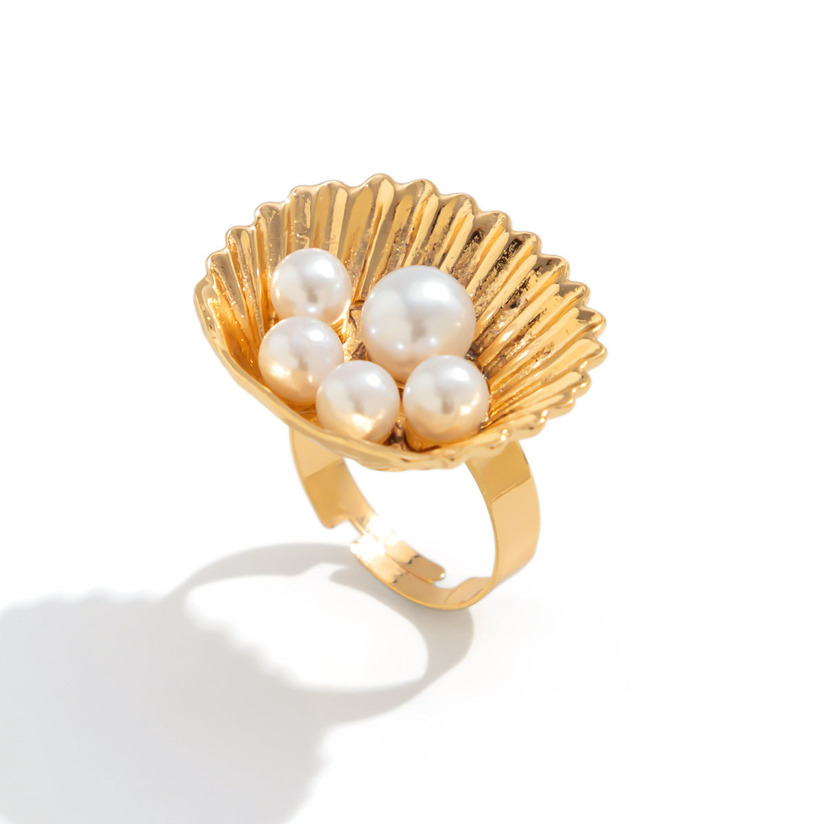 Unique Geometric Pearl-Style Statement Knuckle Ring with Plated Finish for Women