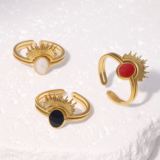 Anillo Minimalista de Acero Inoxidable con Forma de Corona y Chapado en Oro de 18K para Mujer