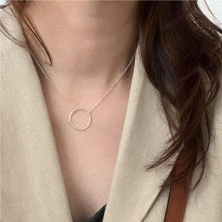 925 Sterling Silver Geometric Round Plated Ball Chain Necklace