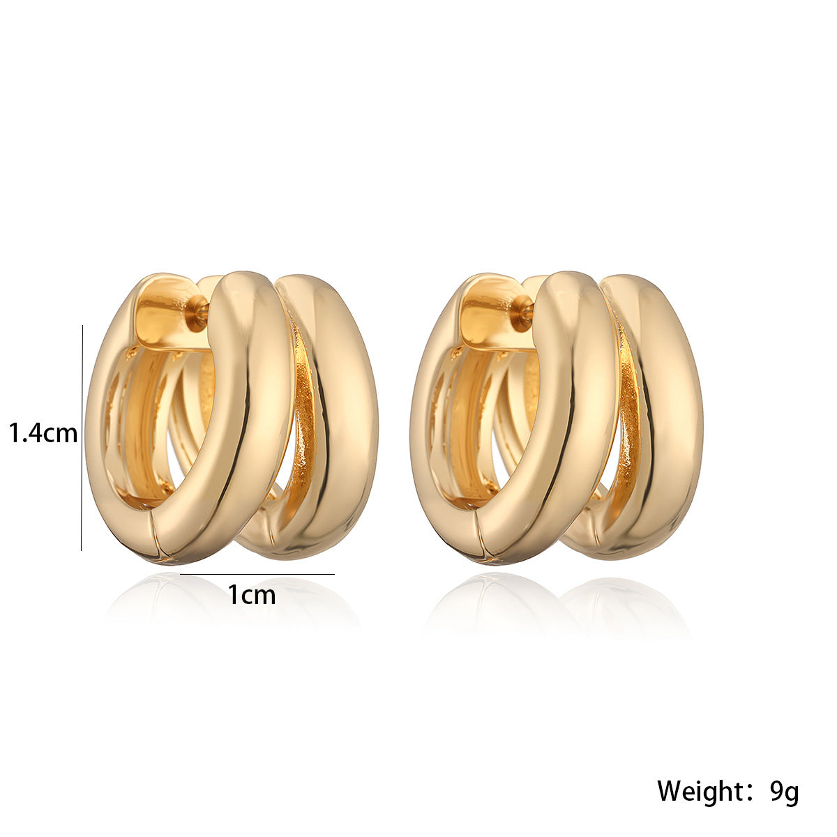 Vintage Geometric Gold Plated Brass Earrings for Women
