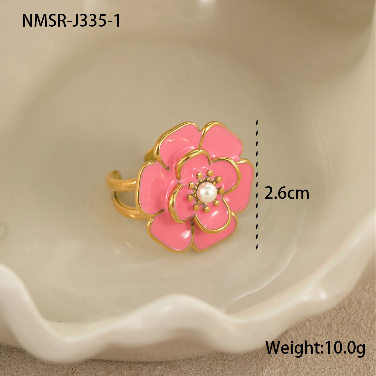 Collar de Acero Inoxidable con Baño de Oro de 18K con Flor de Esmalte en Forma de Camelia Estilo OL de Moda para Mujer