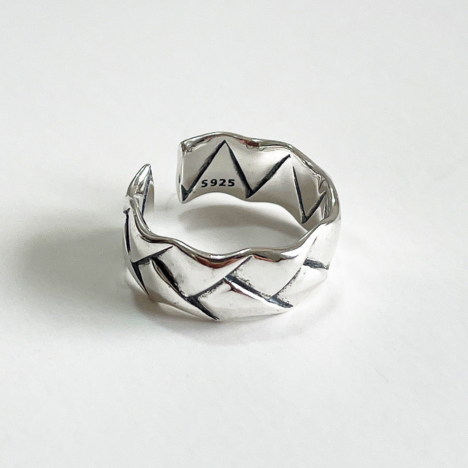 Vintage 925 Sterling Silver Heart Inlay Ring for Women