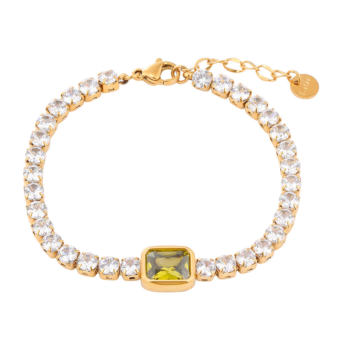 Elegante pulsera geométrica cuadrada de titanio con diamantes de imitación para mujer, con acabado chapado y atractivo minimalista de lujo