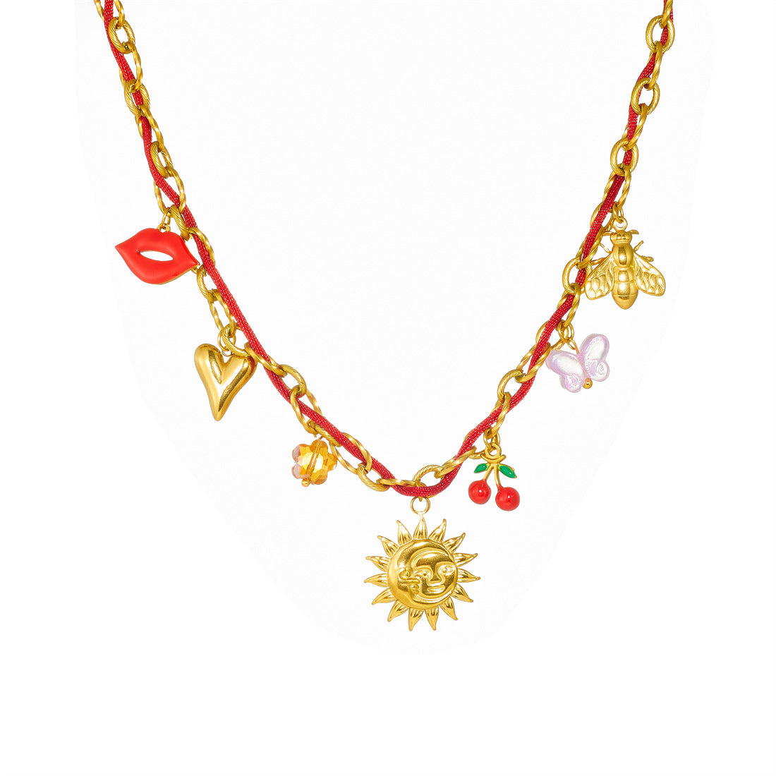 Sweet Gold Plated Heart Stainless Steel Necklace for Women