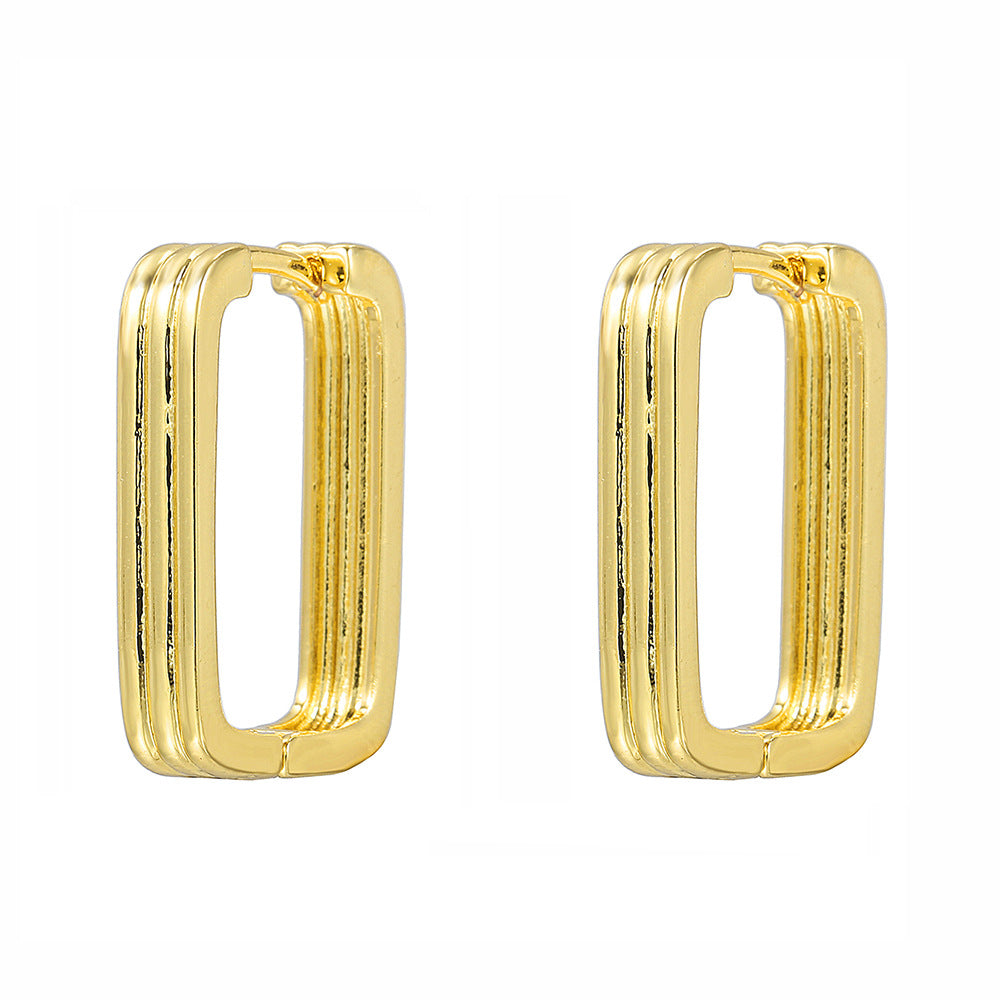 Gold Plated Brass Micro-Set Cubic Zirconia Geometric Leaf Cross Heart Round Hoop Earrings for Women