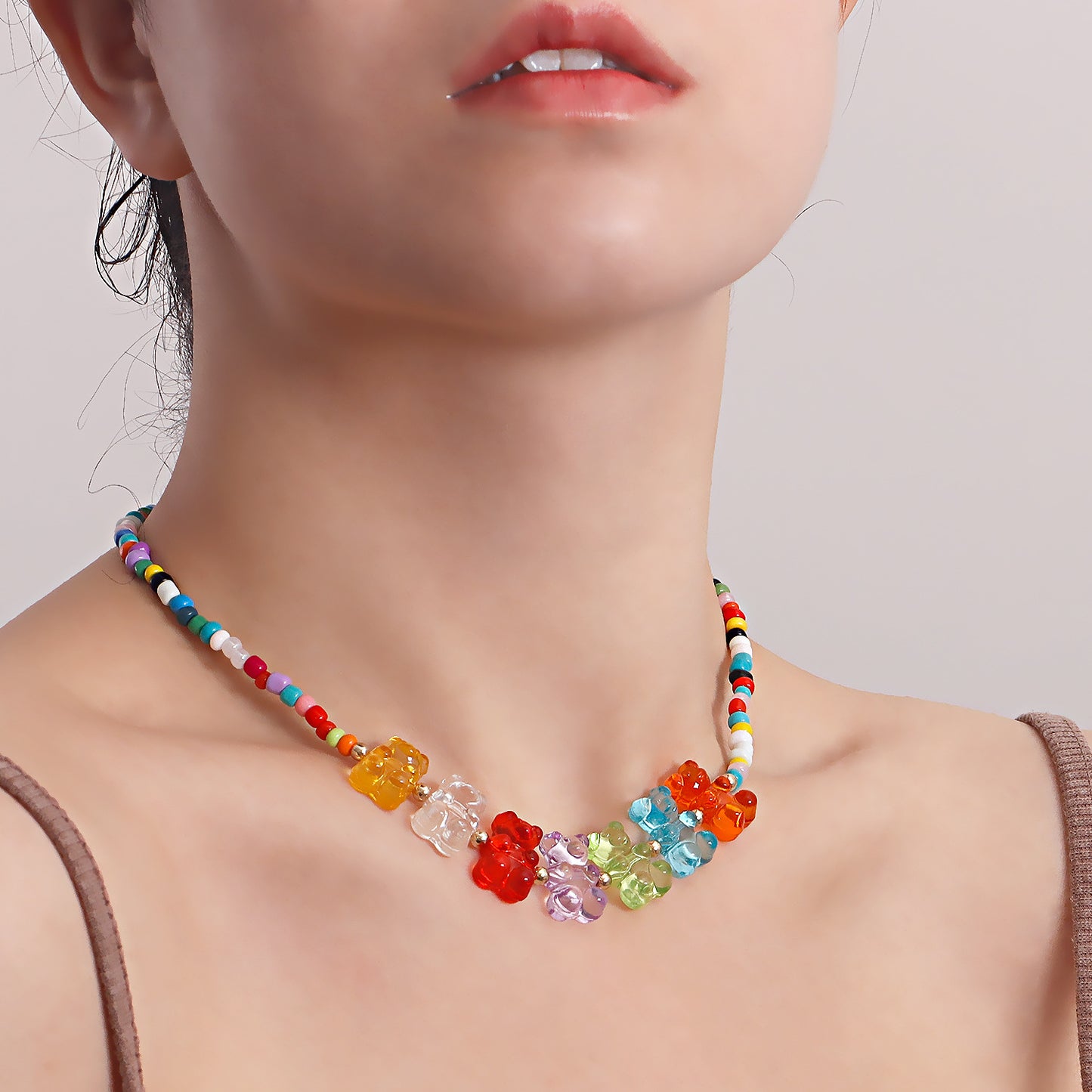 Bohemian Bear Pendant Necklace Set with Alloy Chain and Plated Finish for Women
