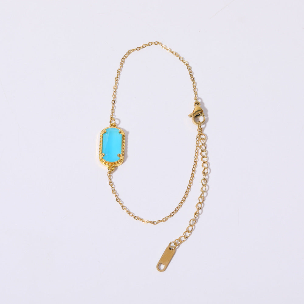 Elegant Oval Green Zircon Necklace in Copper with Electroplated Finish for Women