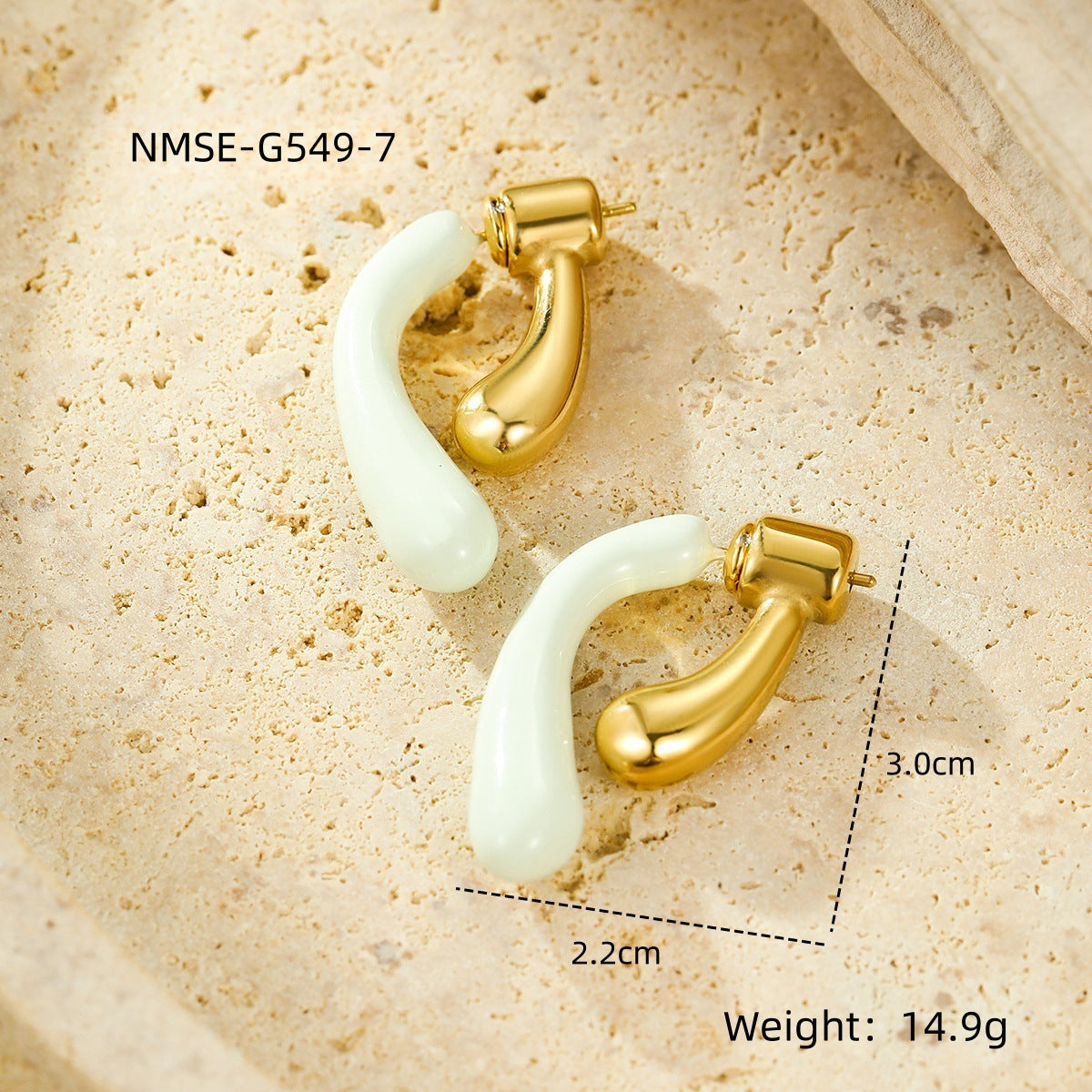 Pendientes de lágrima de esmalte estilo dulce en acero inoxidable con forma geométrica y diseño irregular para mujer