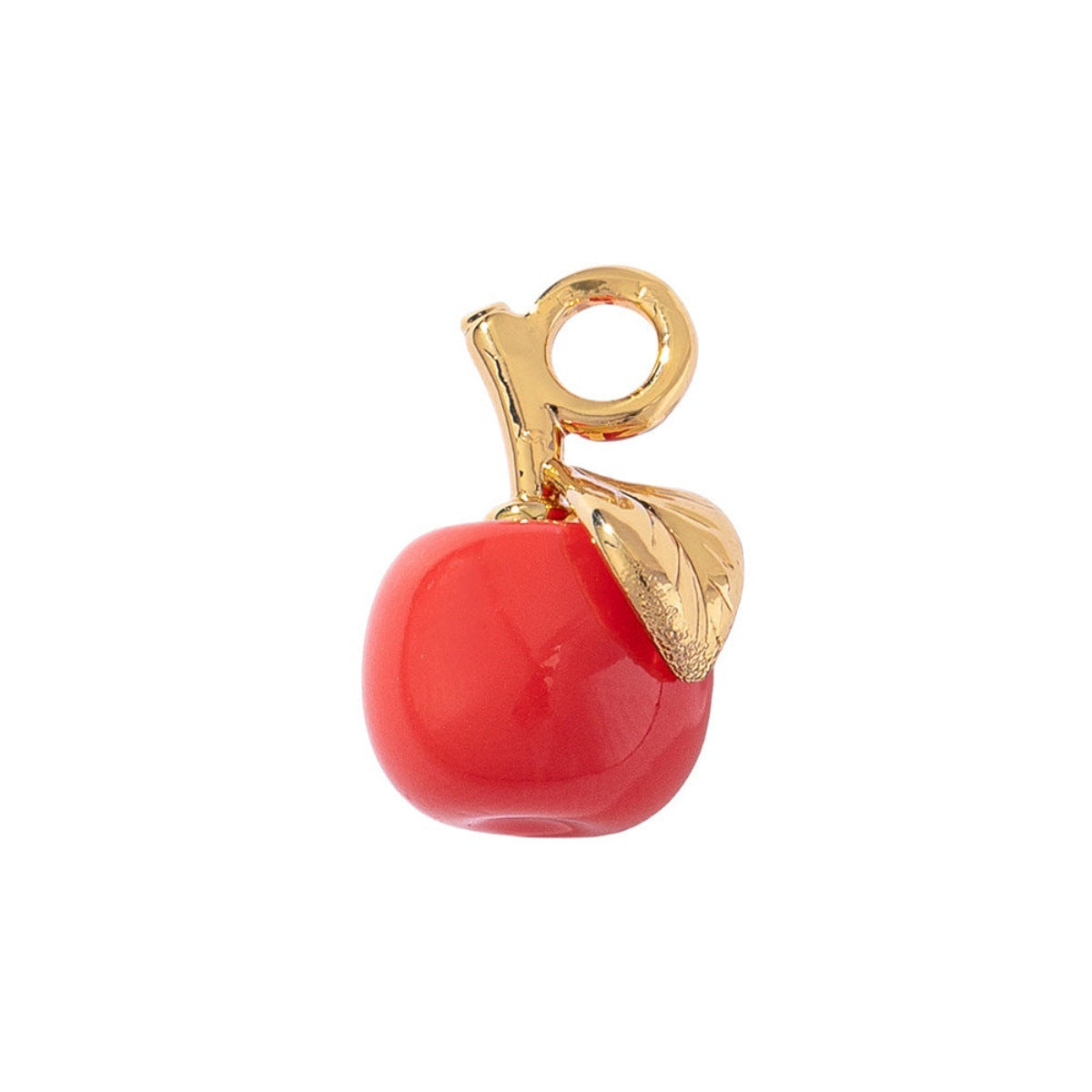 Vintage 18K Gold Plated Brass Drip Oil Cartoon Fruit Charm Bar for Women