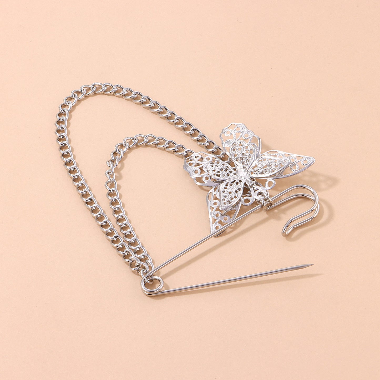 Korean Ins Trendy Origami Style Unisex Butterfly Chain Brooch Fashion Metal Pin Suit Decoration Jewelry