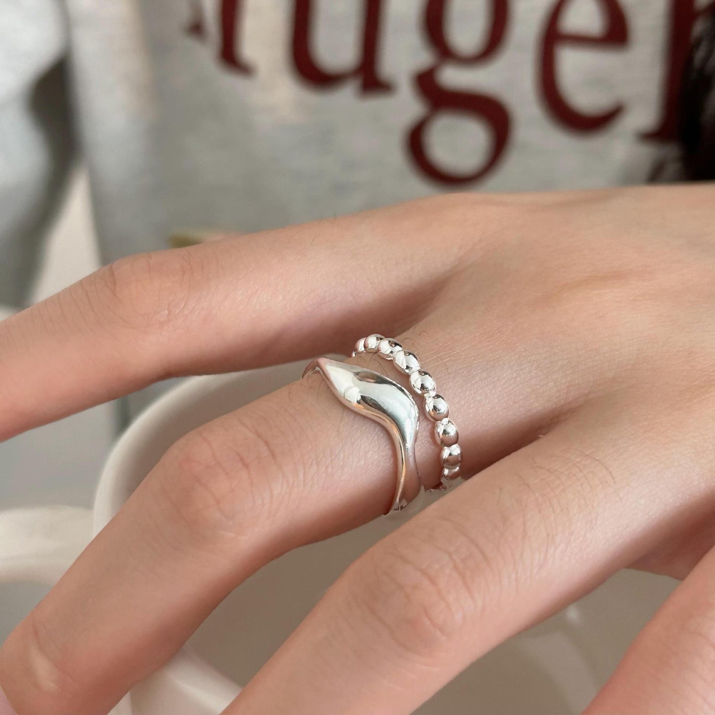 Minimalist Irregular Shape S925 Sterling Silver Ring for Women with Unique Design