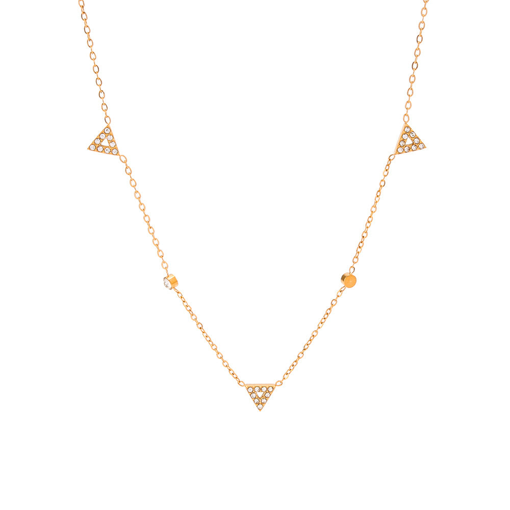 Minimalist Geometric Triangle Pendant Necklace in Stainless Steel with 18K Gold Plating, Hypoallergenic and Fade-Resistant