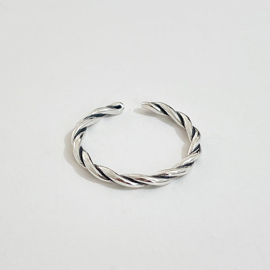 Vintage 925 Sterling Silver Twisted Woven Heart Ring for Women