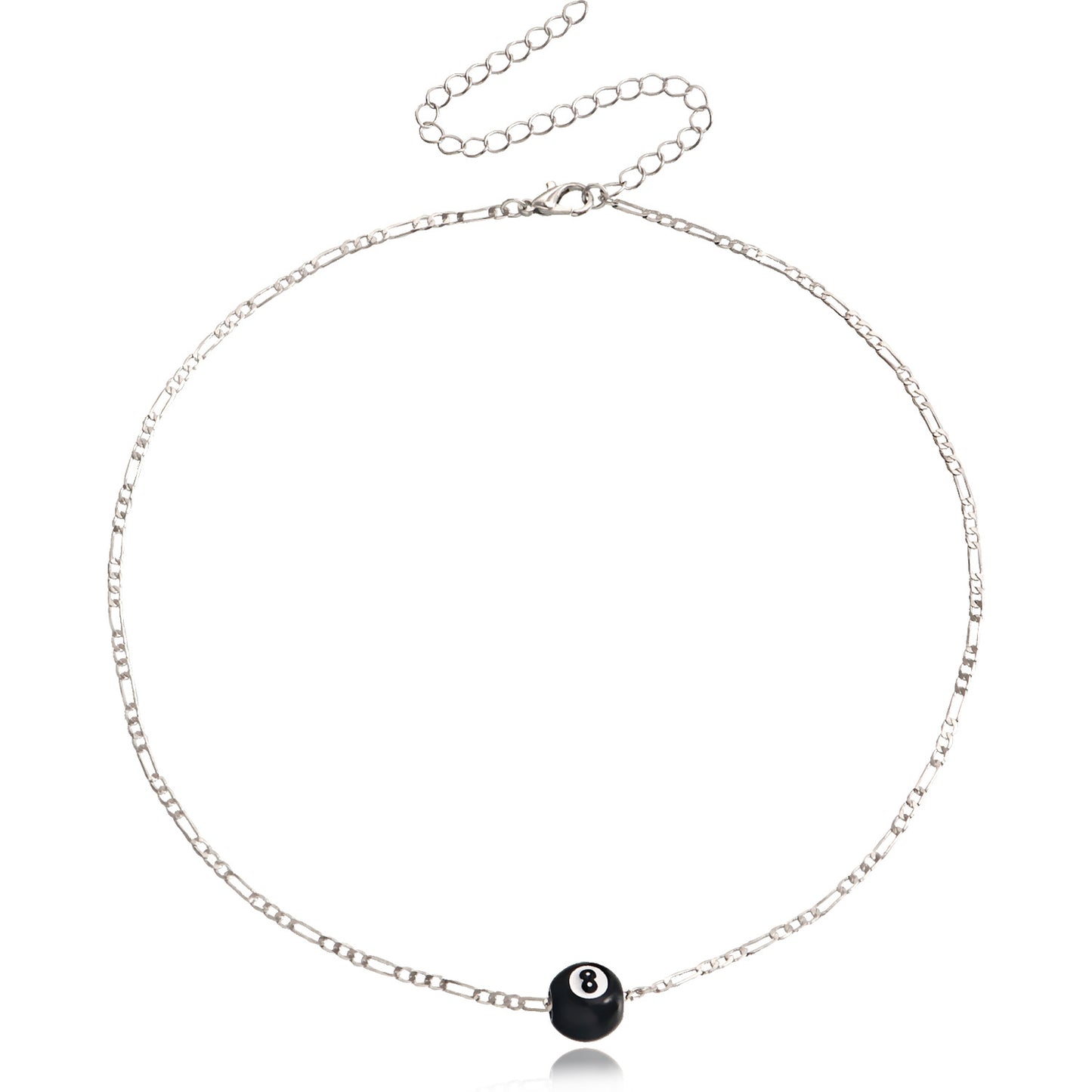 Minimalist Geometric Black 8 Billiard Ball Pendant Necklace for Women Alloy Chain with Electroplating Finish