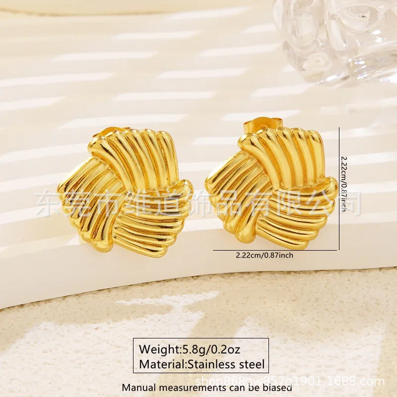 Beach Style Stainless Steel Geometric Starfish Shell Stud Earrings for Women