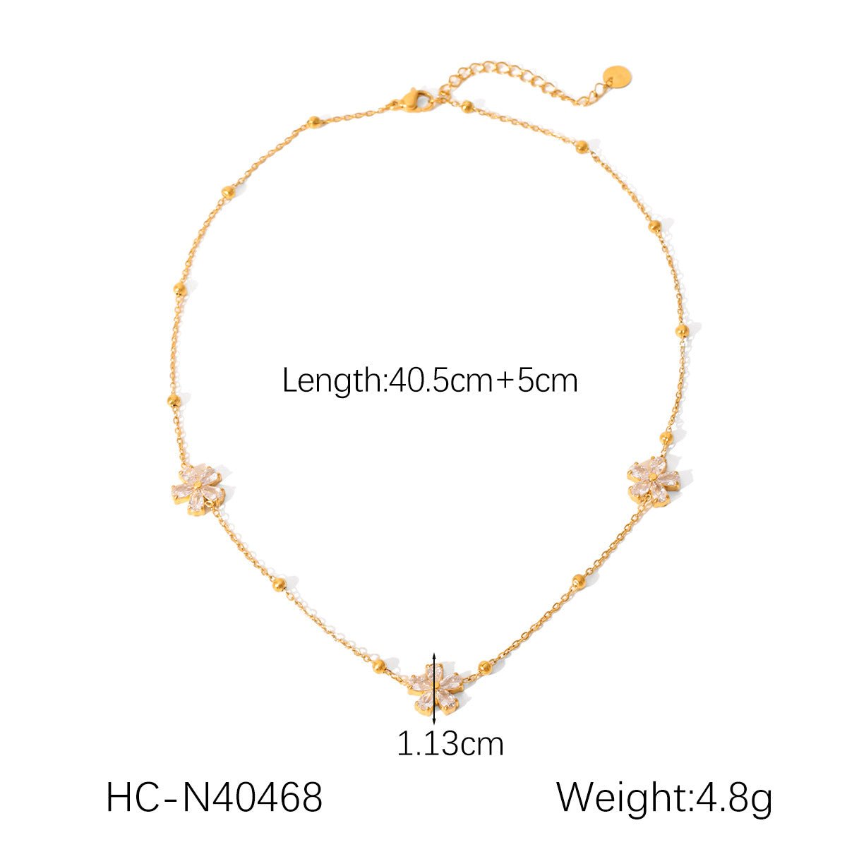 Collana da donna con ciondolo floreale a farfalla a goccia d'acqua in acciaio inossidabile placcato oro 18 carati stile Ins