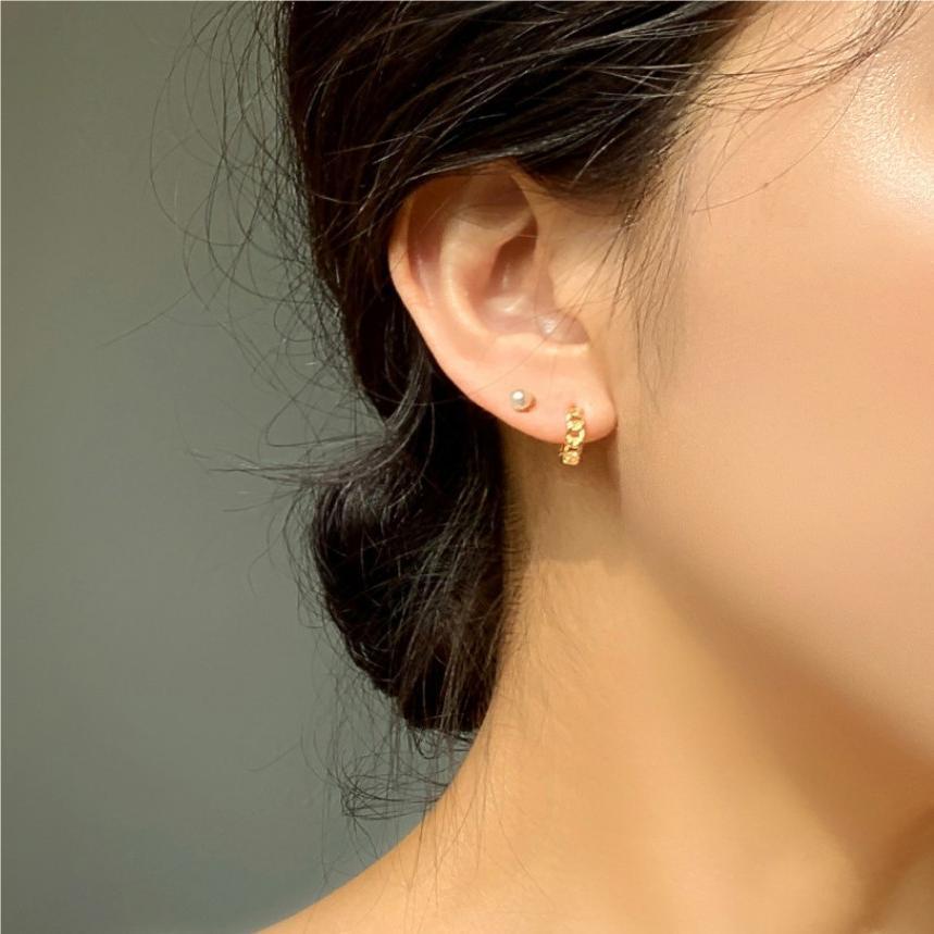 Sweet 925 Sterling Silver Plated Floral Geometric Cable Chain Earrings for Women