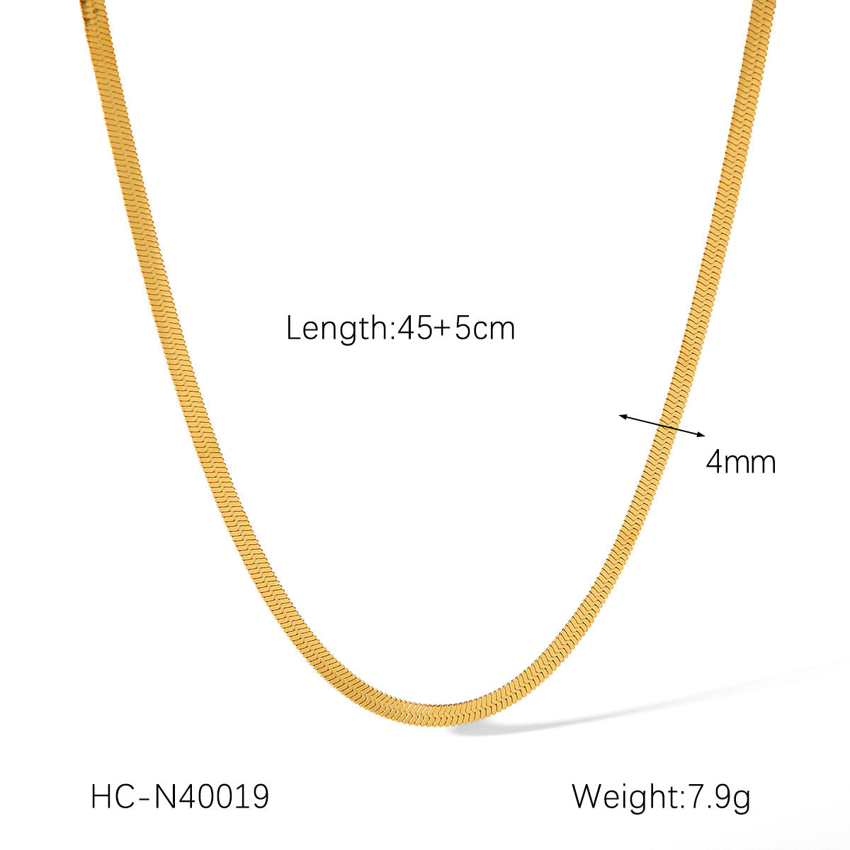 Trendy Geometric Double Layer Flat Snake Chain Necklace 18K Gold Plated Stainless Steel Blade Chain Jewelry for Women