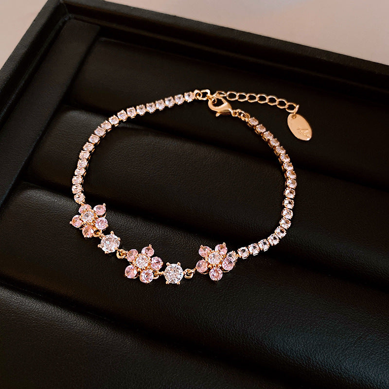 Luxury Elegant Geometric Alloy Plated Bracelet with Cubic Zirconia for Women
