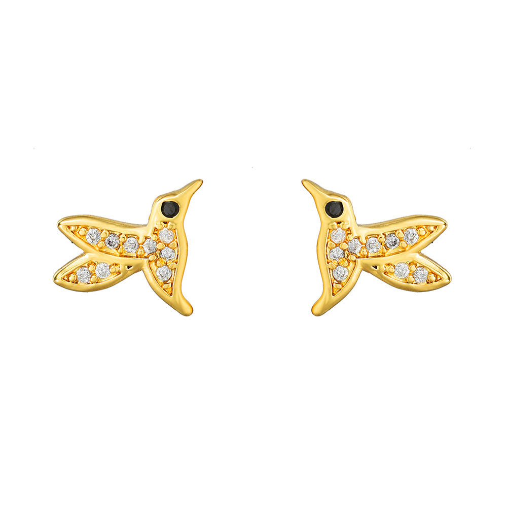 Streetwear Brass Inlaid with Cubic Zirconia Heart Cross Stud Earrings for Women