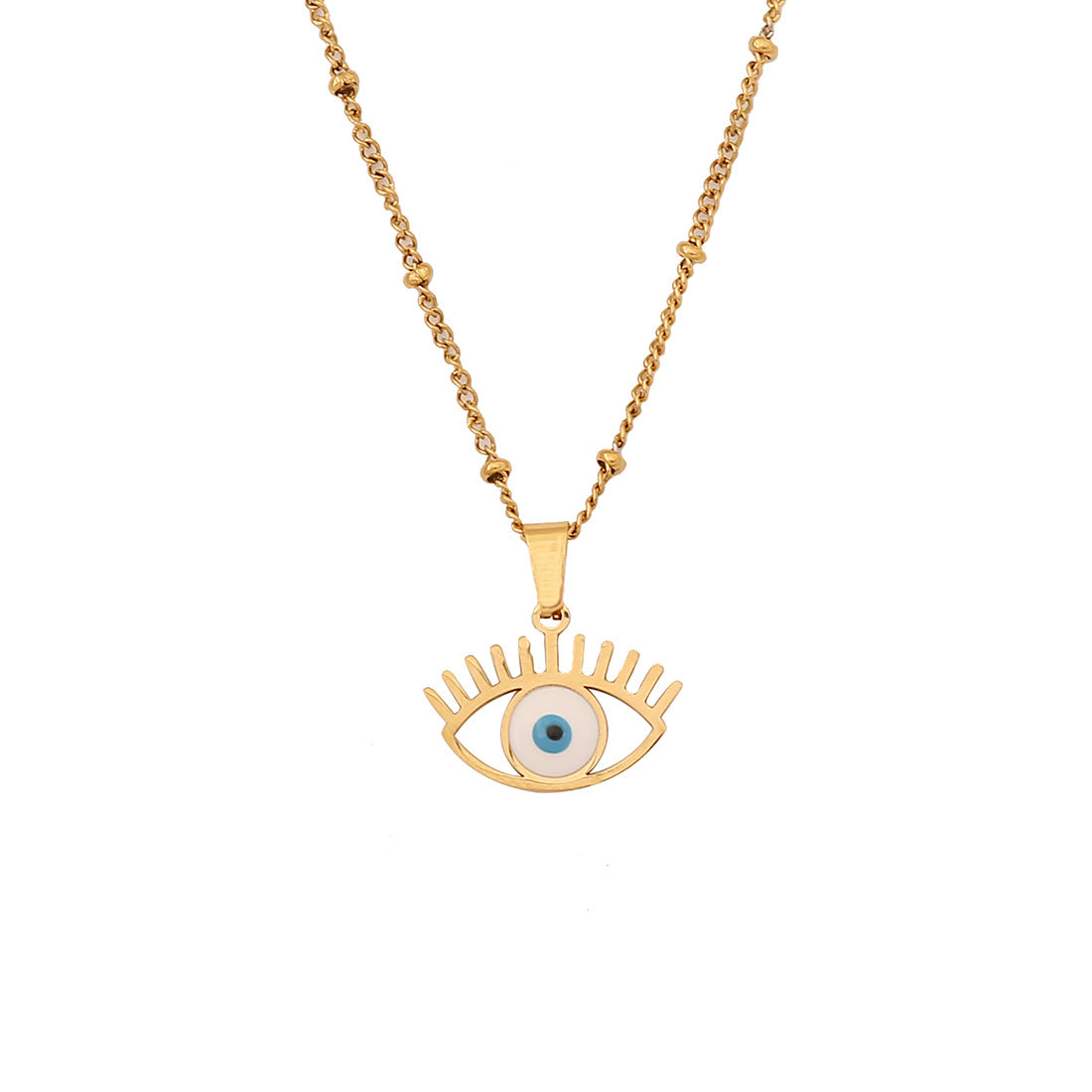 Collana Personalizzata in Acciaio Inossidabile con Smalto Geometrico a Occhio