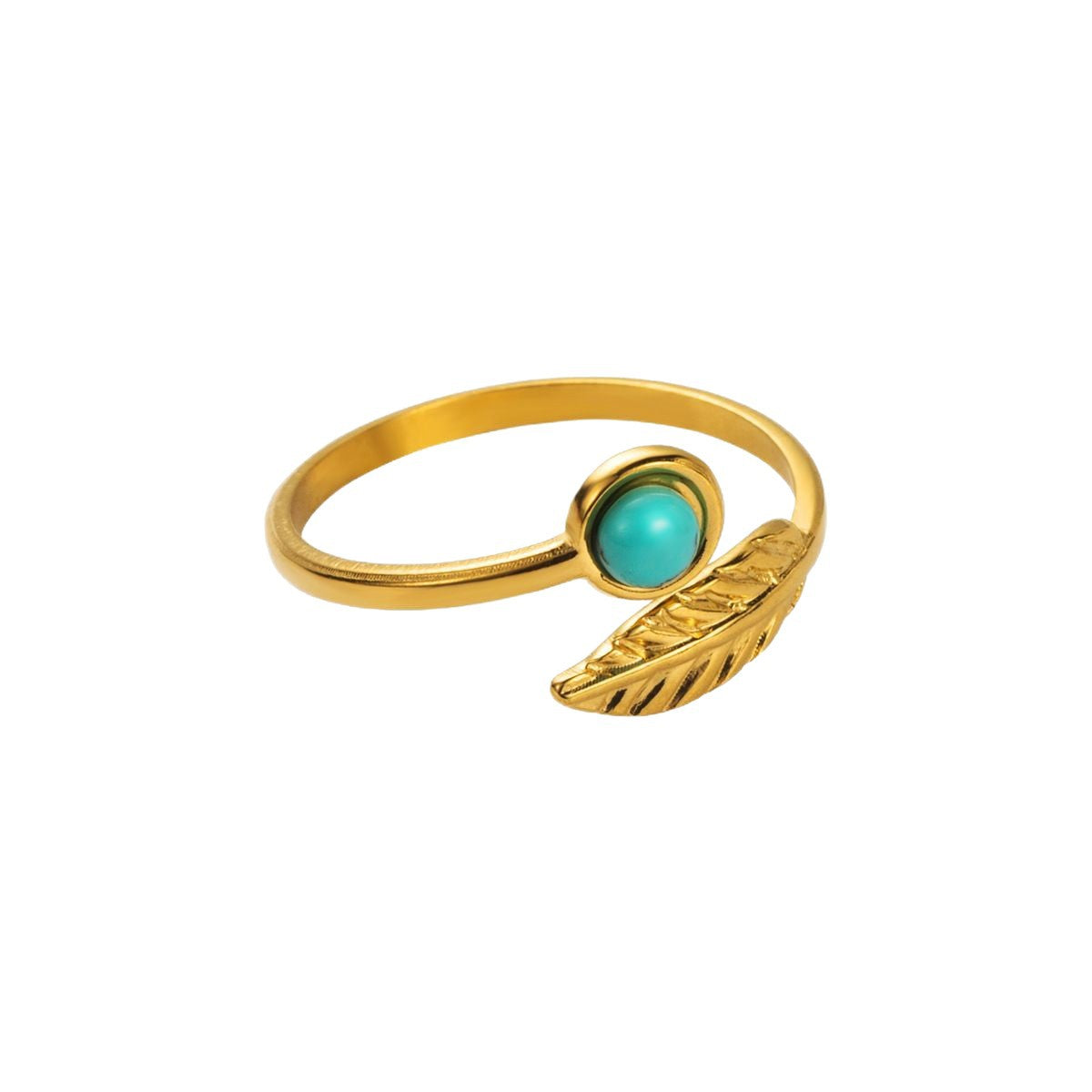 Vintage Ethnic Style Heart-Shaped Stainless Steel Adjustable Ring with Turquoise and Shell Inlay
