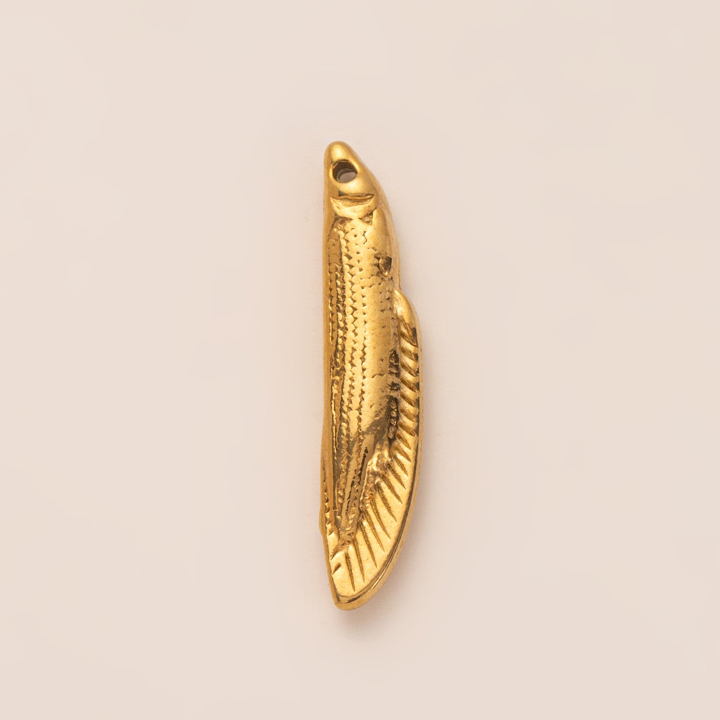 Vintage 18K Gold Plated Stainless Steel Fish Charm Bar Necklace for Unisex