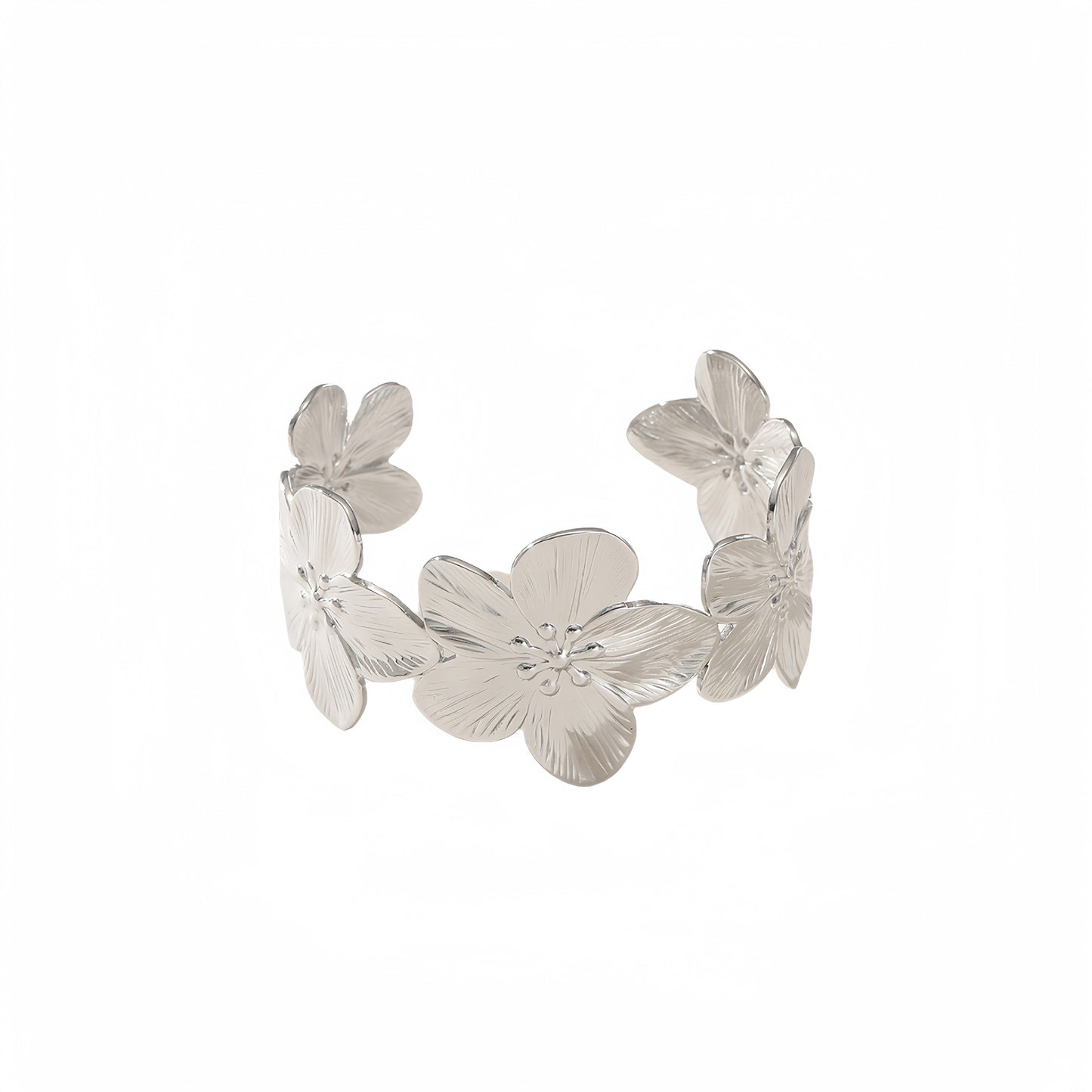 Floral Style Petal-Shaped Stainless Steel Bracelet with Plated Finish for Women