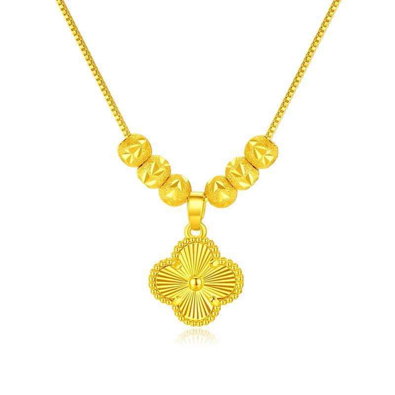 Collana da uomo con ciondolo a trifoglio dalla forma irregolare, design originale, in acciaio al titanio con finitura placcata