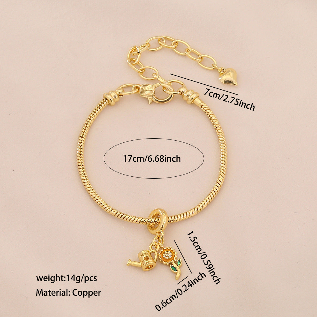 Plated Brass Universe Charm Bar Bracelet Unisex DIY Jewelry