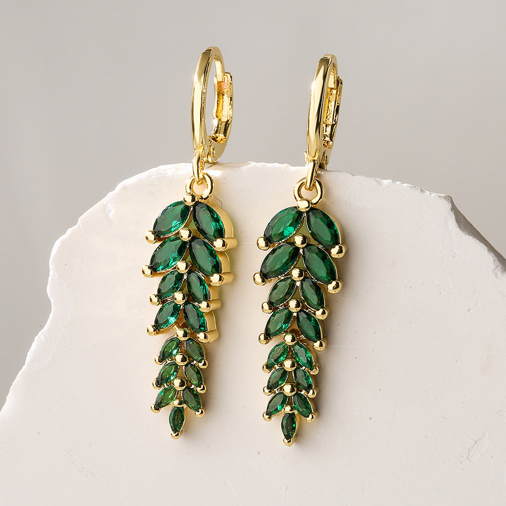 Minimalist Geometric Leaf-Shaped Copper Earrings with 18K Gold Plating for Women