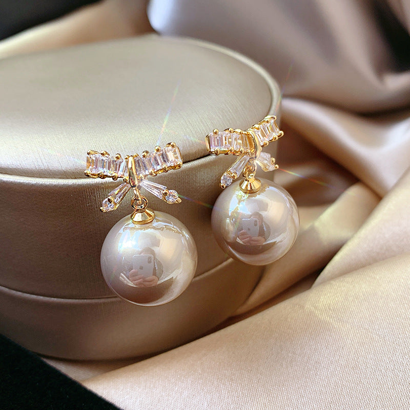 Minimalist Geometric Drop Earrings with Zircon and Pearl Accents in Gold-Plated Copper and 925 Sterling Silver Posts