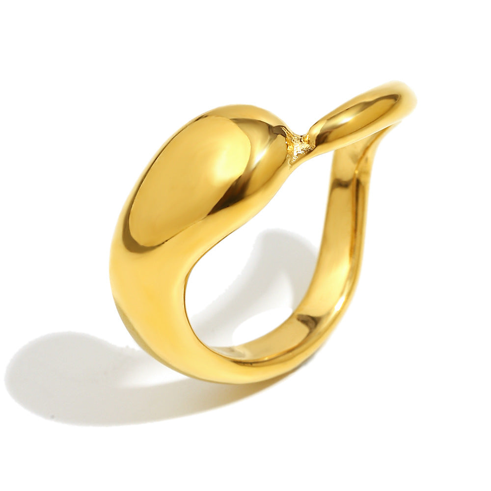 Anello Minimalista Irregolare Attorcigliato in Acciaio Inossidabile con Placcatura Oro 18K da Donna