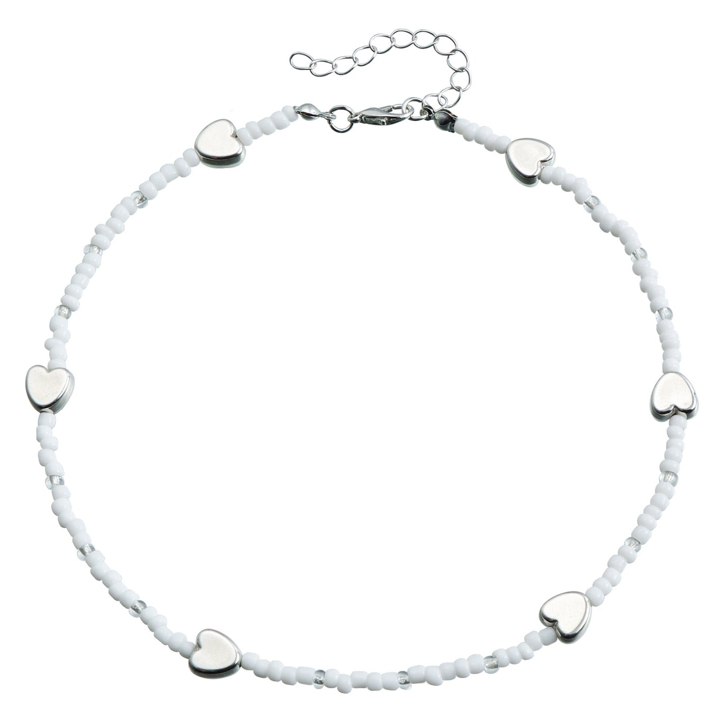 Bohemian Style Heart-Shaped Beaded Necklace for Women with Alloy Pendant and Plated Finish
