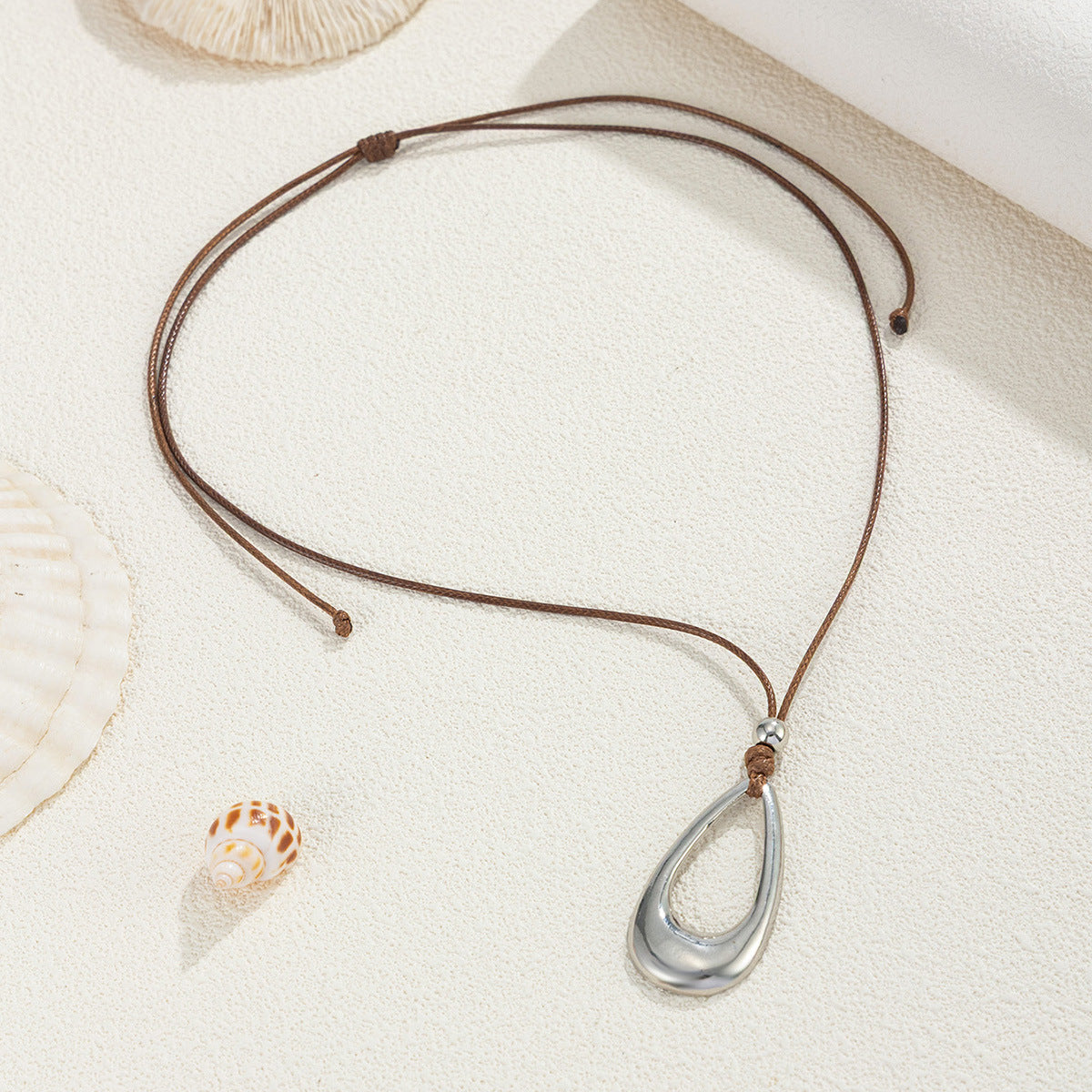 Casual Irregular Teardrop Oval Zinc Alloy Plated Pendant Necklace for Women