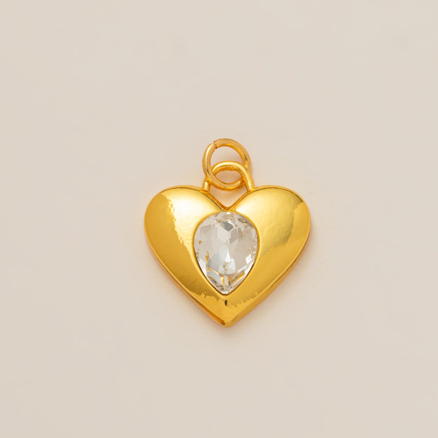 Vintage 18K Gold Plated Heart Shape Stainless Steel PVD Charm Bar Necklace