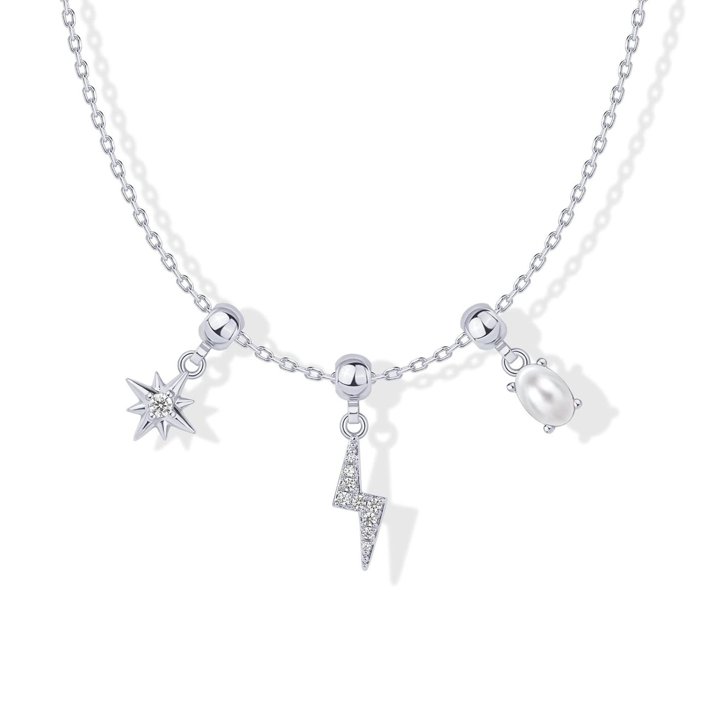 Minimalist Butterfly Heart Star Zircon Pendant Necklace for Women in Plated Copper with Mixed Gemstone Inlay
