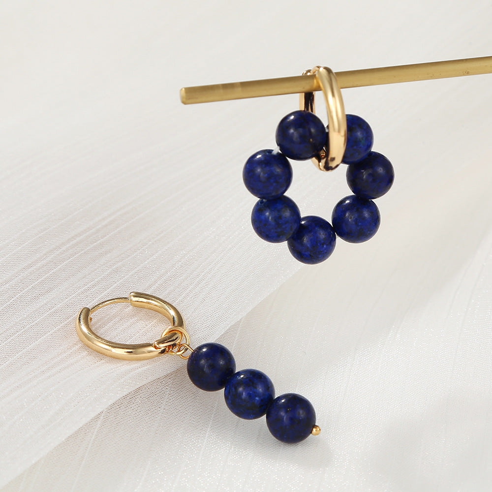 Minimalist Asymmetrical Geometric Alloy Ear Cuffs with Tiger Eye and Rose Quartz Accents for Women
